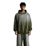 Ombre Raw Edge Kangaroo Pocket Distressed Hoodie