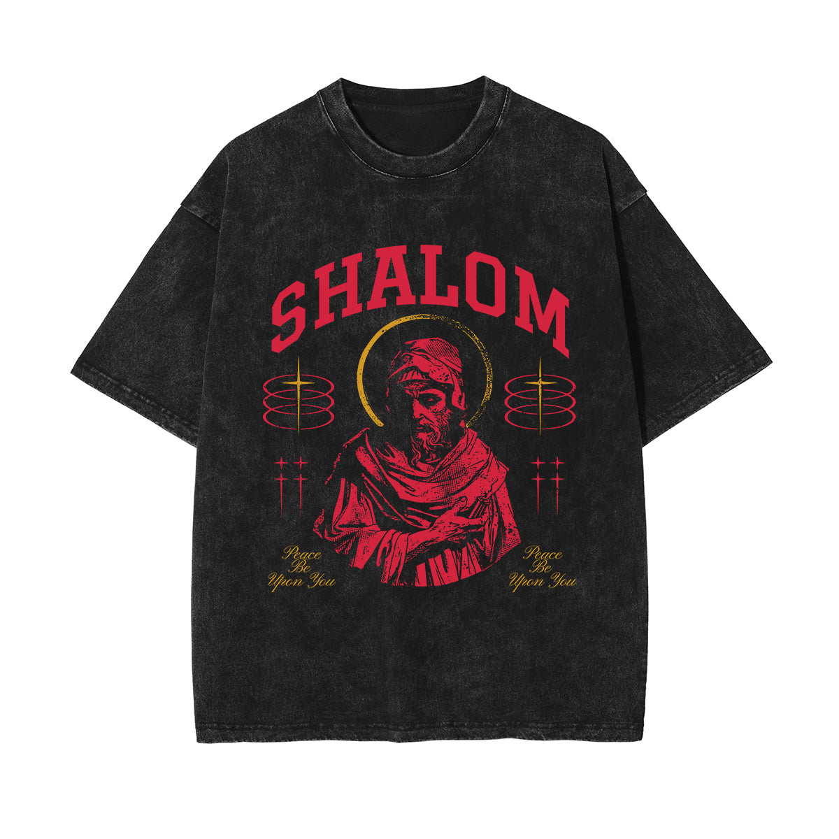 Shalom Christian Stone Wash Graphic Tee-INNBLAC Fashion Apparel