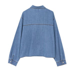 Women's Denim Shirt Stylish Blouse Layered Design Top