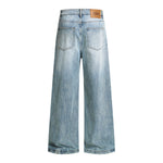 Draped Wide-Leg Relaxed Baggy Jeans