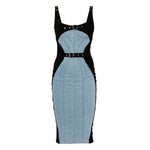 Women's Panelled Denim Midi Dress