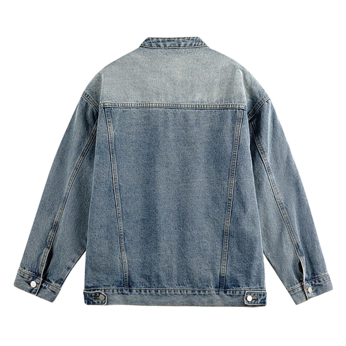 Men's Heavy Washed Distressed Retro Blue Simple Casual Denim Jacket