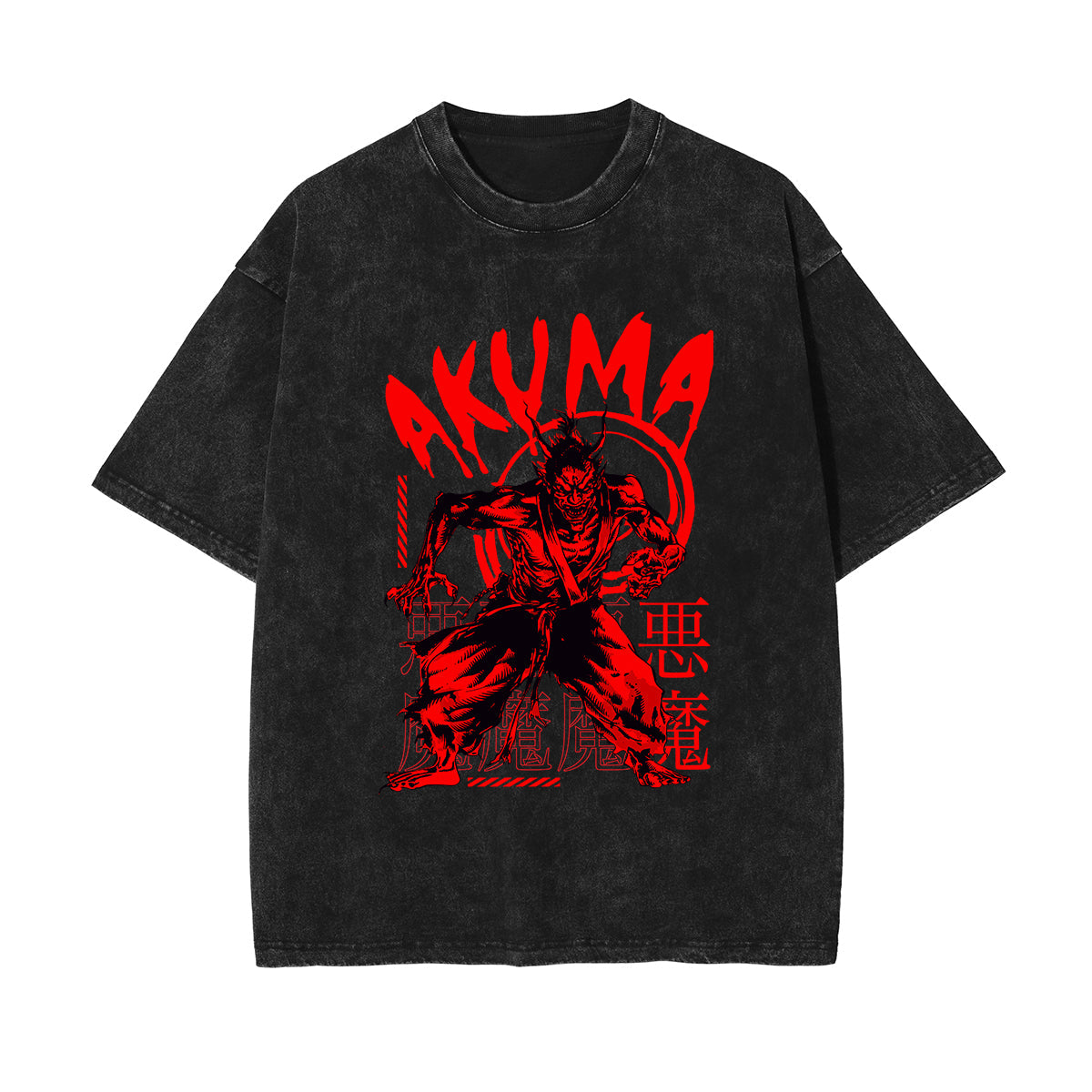 Akuma Japanese Stone Wash Graphic Tee-INNBLAC Fashion Apparel