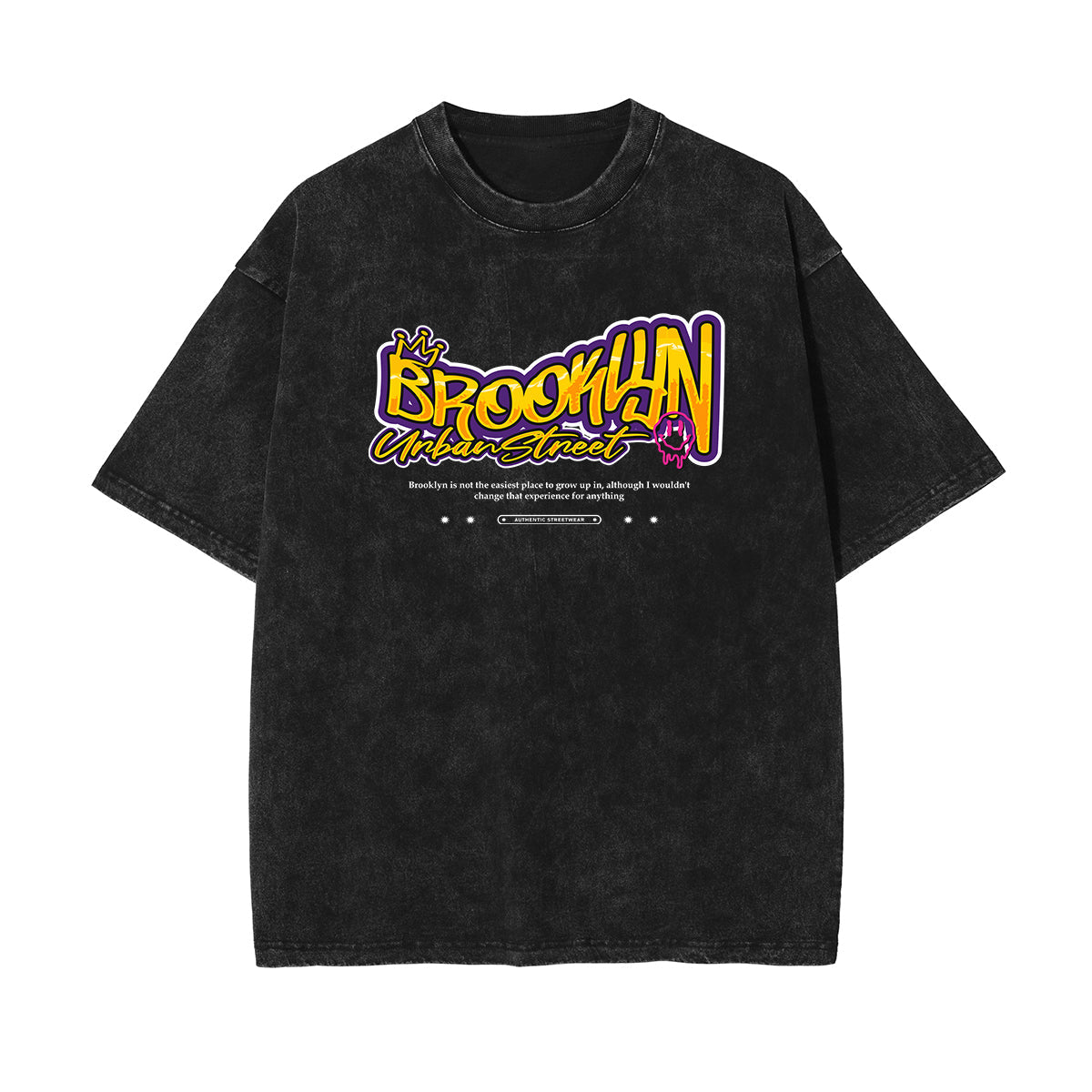 Brooklyn Urban Stone Wash Graphic Tee-INNBLAC Fashion Apparel