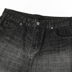 Gradient Fade Knee-Ripped Baggy Jeans