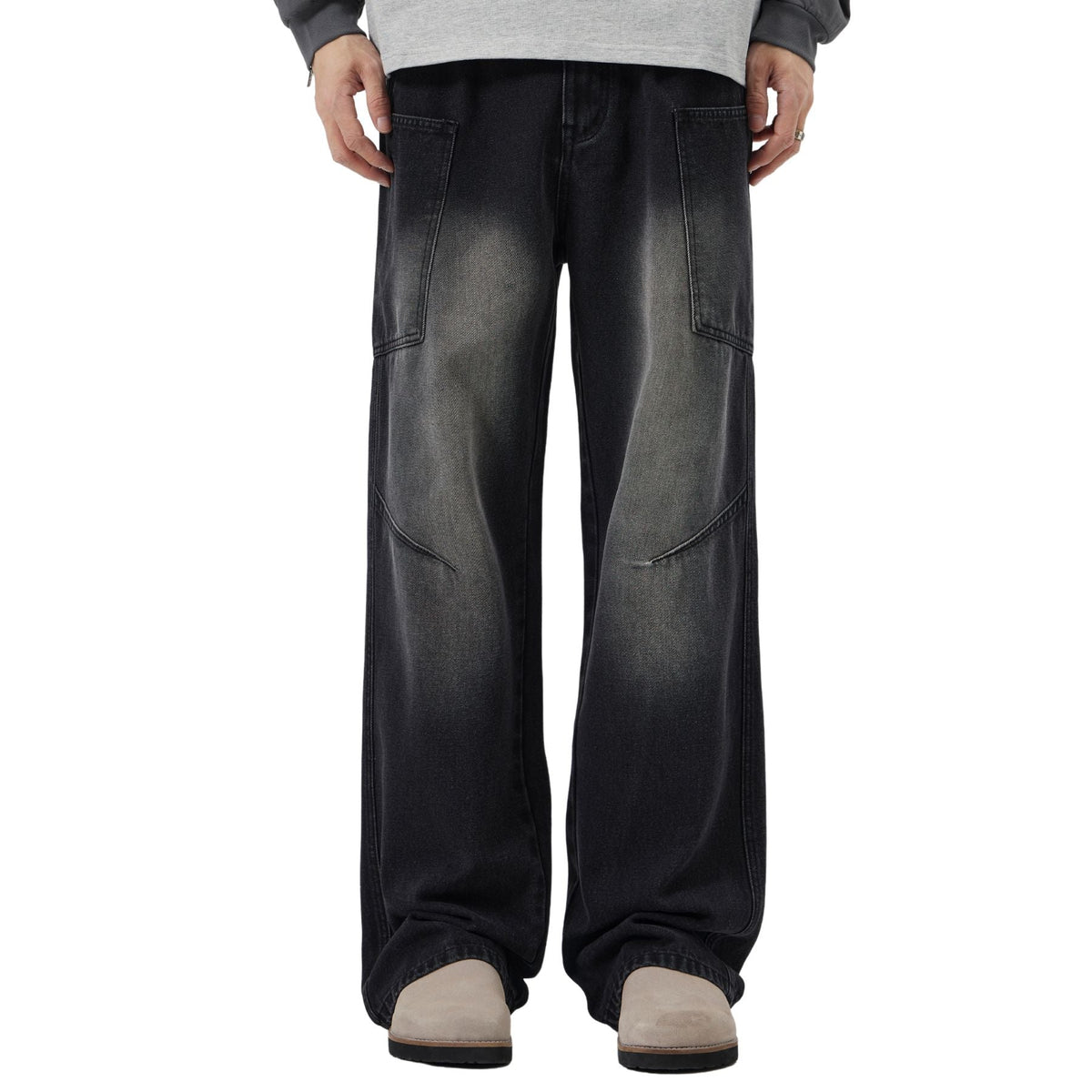 Washed Straight Leg Cargo Jeans-INNBLAC Fashion Apparel