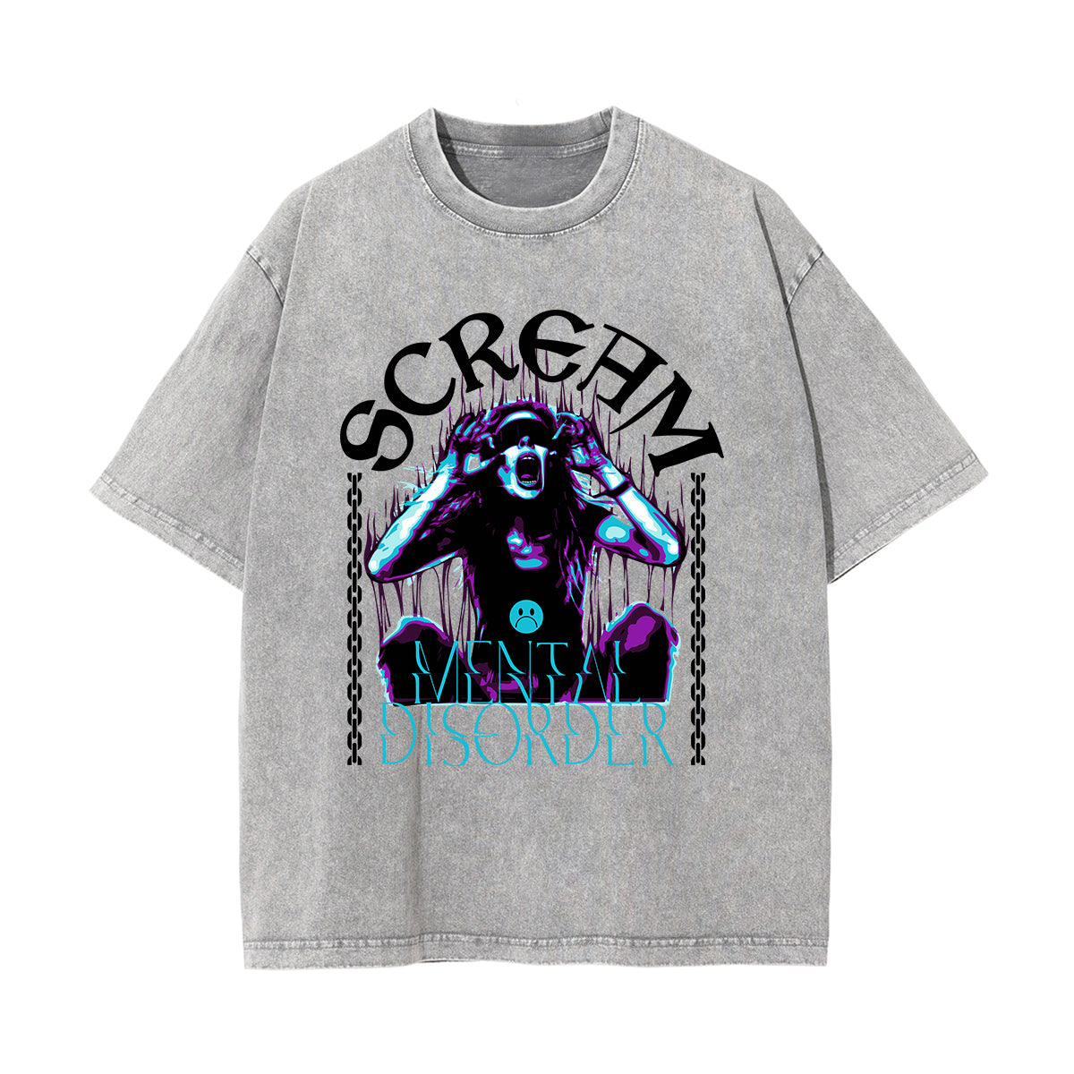 Scream Brutalism Stone Wash Graphic Tee-INNBLAC Fashion Apparel