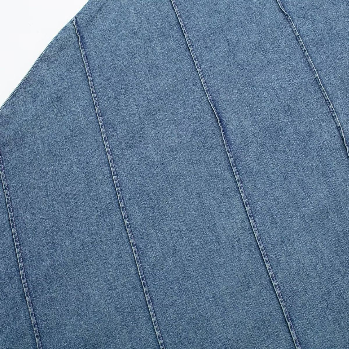 Diagonal Stitching Denim Spaghetti Strap Dress