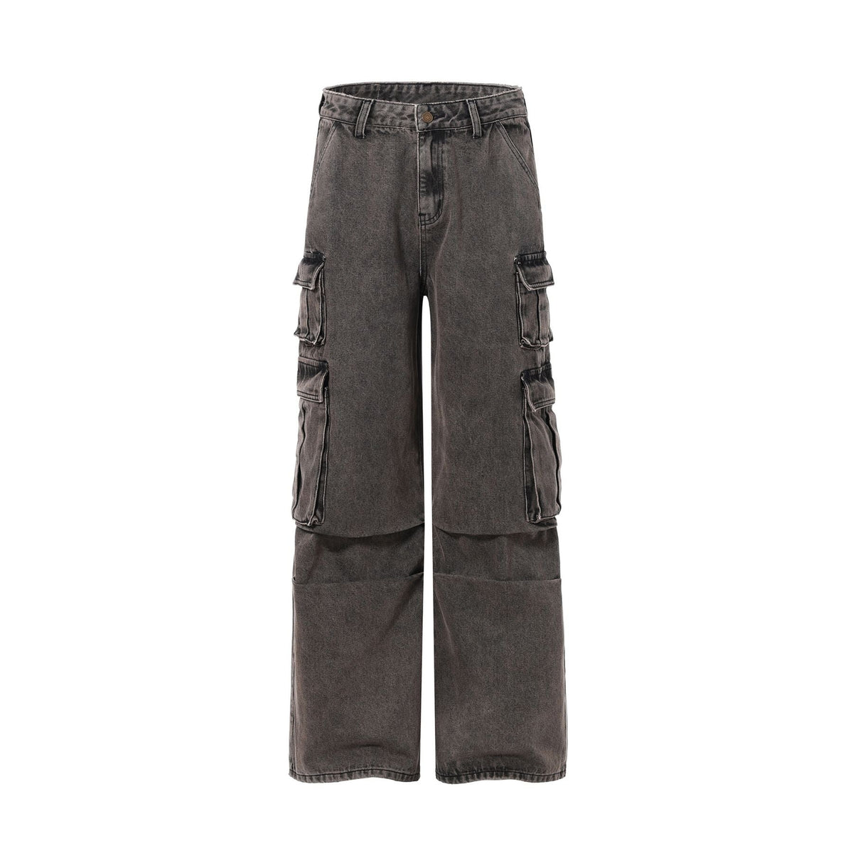 Wide Leg Denim Cargo Pants-INNBLAC Fashion Apparel