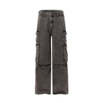 Wide Leg Denim Cargo Pants-INNBLAC Fashion Apparel