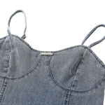 Women's Washed Denim Slip Midi Dress