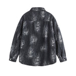 American Vintage Irregular Wear Pattern Design Washed Denim Jacket