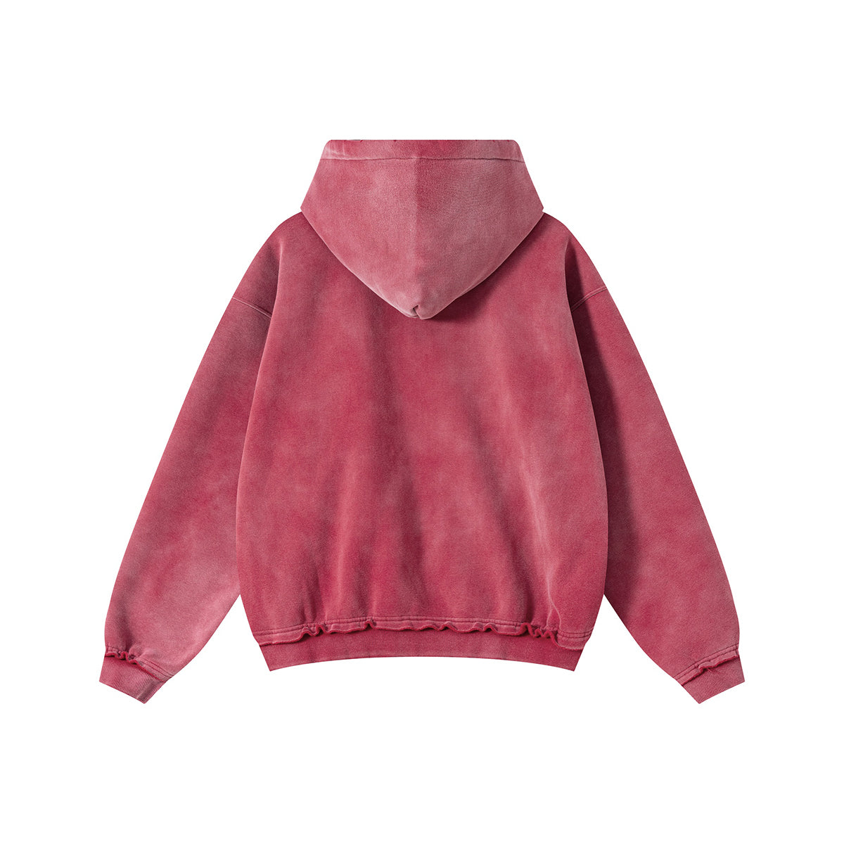 Front-Zip Raw Edge Ripped Hoodie
