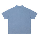 Retro Distressed Waffle Vintage Wash Polo T-Shirt