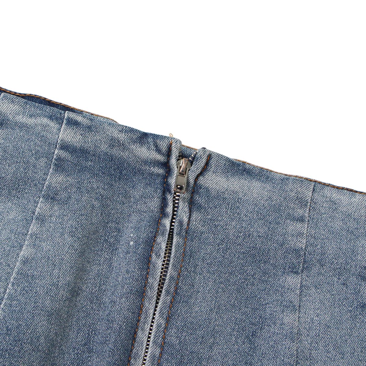 Raw Hem Ombr¨¦ Washed Denim Maxi Skirt