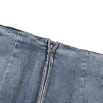 Raw Hem Ombr¨¦ Washed Denim Maxi Skirt