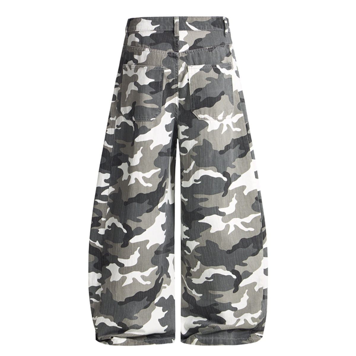 Utility Style Camo Print Wide Leg Cargo Pants