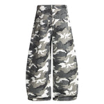 Utility Style Camo Print Wide Leg Cargo Pants