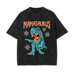 Christmas Dinosaur Stone Wash Graphic Tee-INNBLAC Fashion Apparel