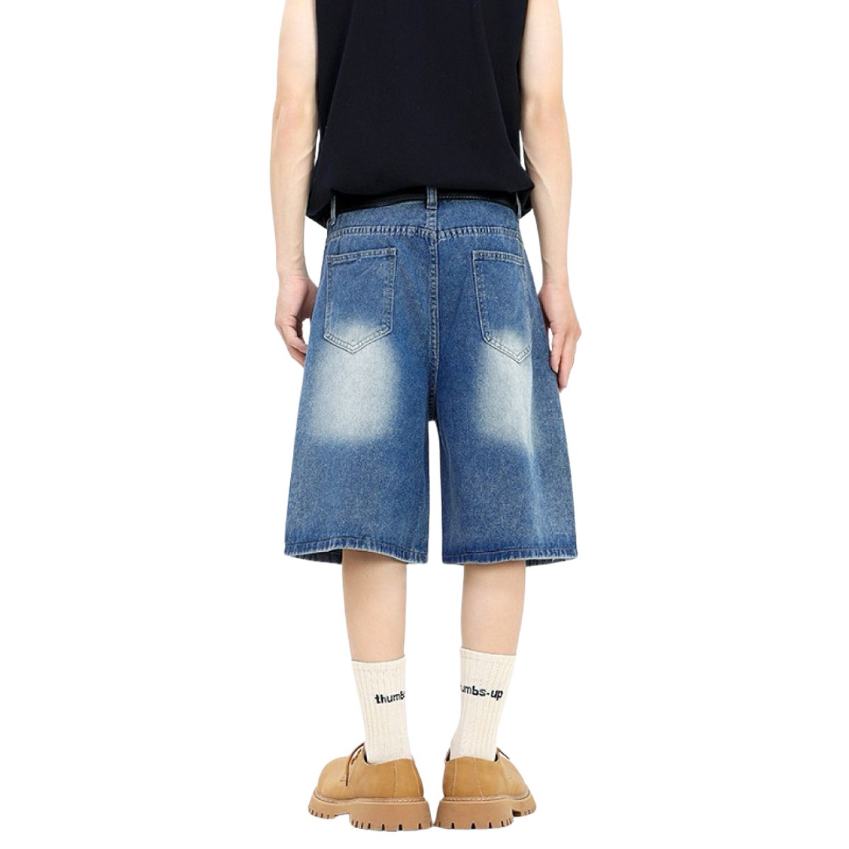 Cartoon Patch Loose Fit Denim Shorts