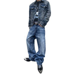 Retro Sandwashed Straight Leg Denim Jeans