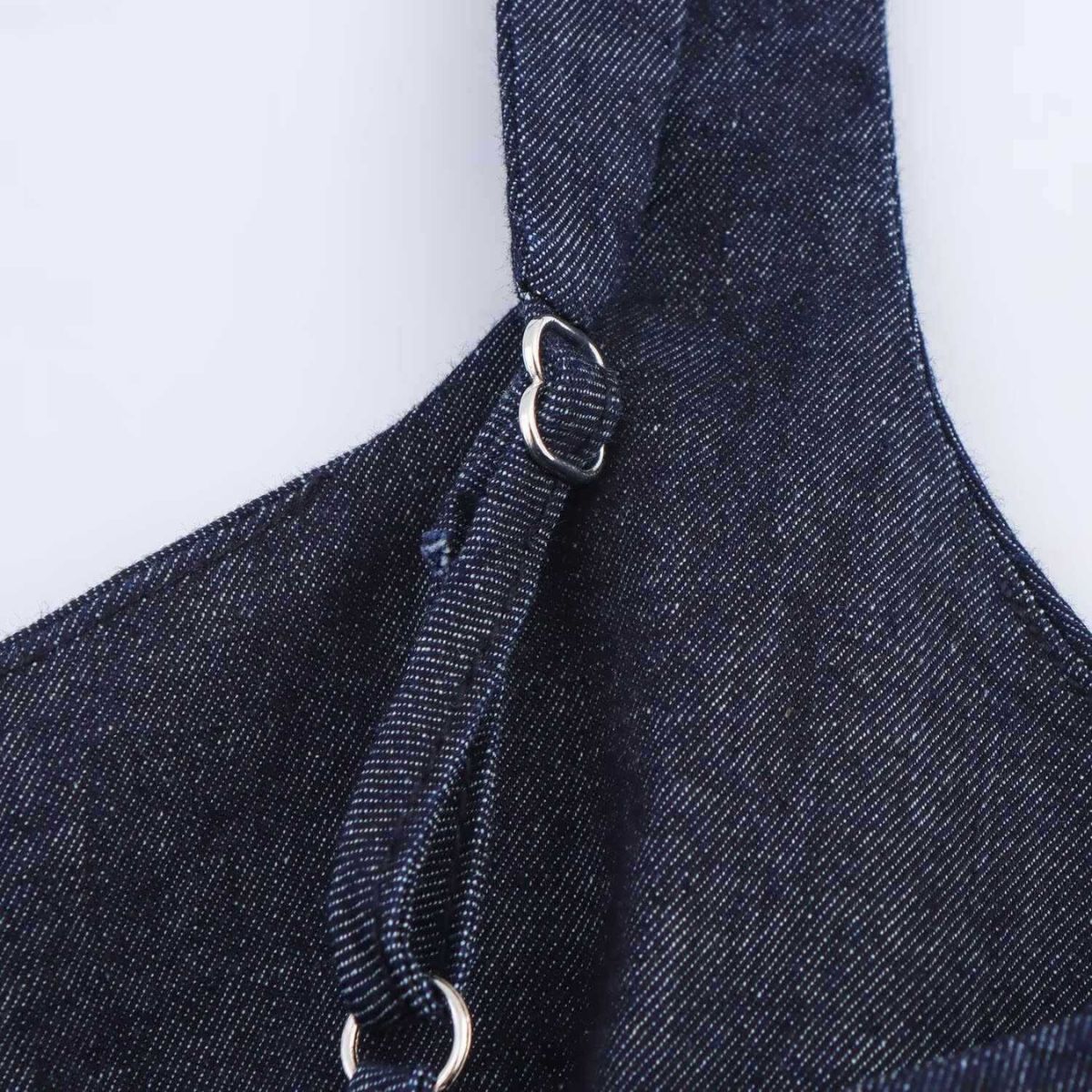 Decorative Button Strappy Denim Maxi Dress