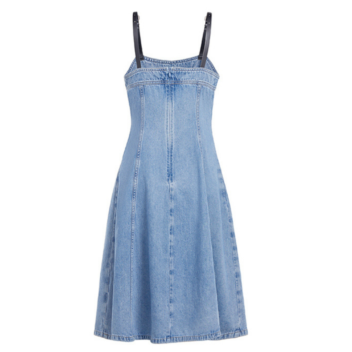 Women's Contrast-Strap Denim Midi Dress
