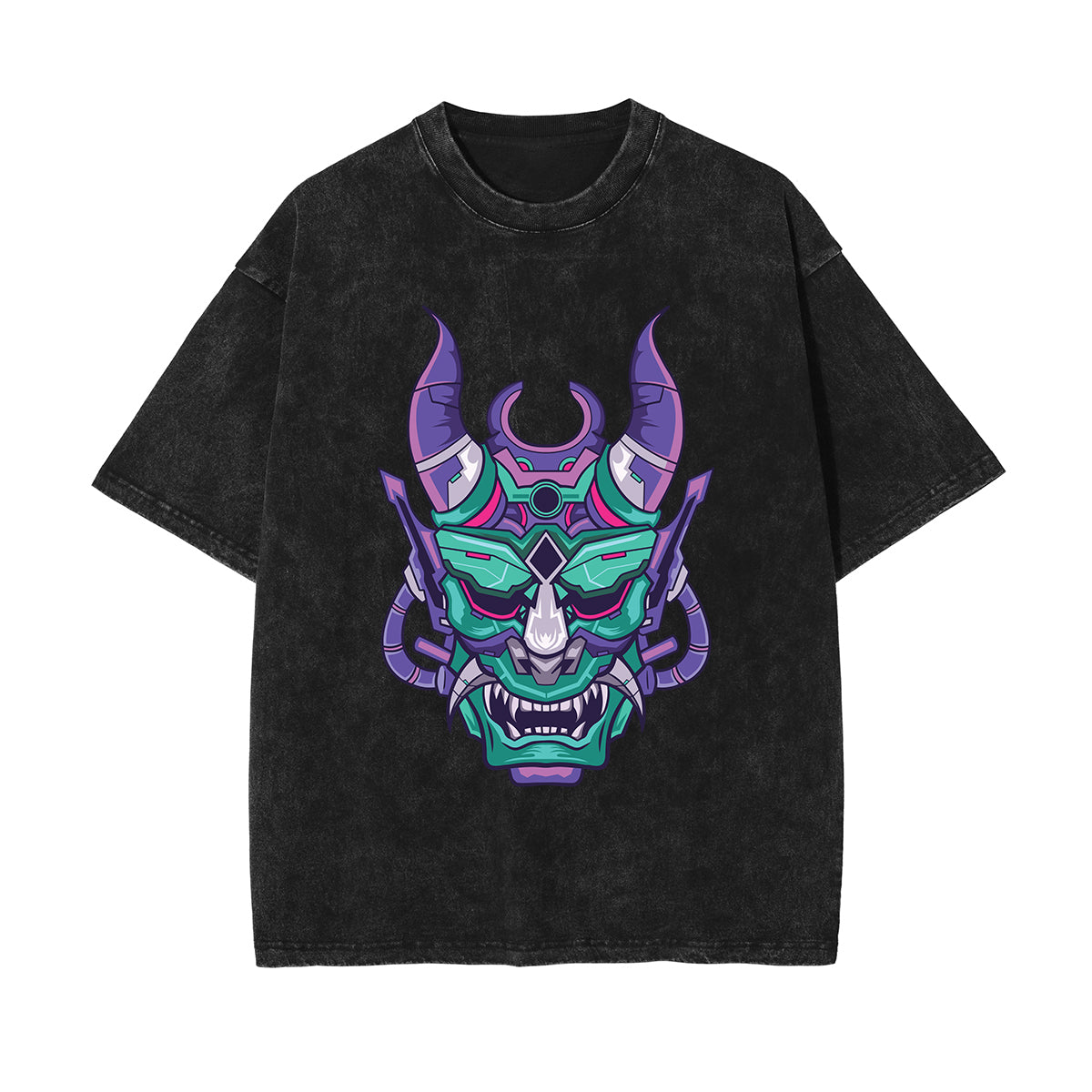 Oni Mask Mecha Graphic Tee-INNBLAC Fashion Apparel