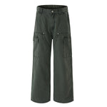 Wide Leg Cargo Pants Elastic Waistband Multi Pocket