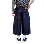 Raw Indigo Wide Leg Denim Shorts