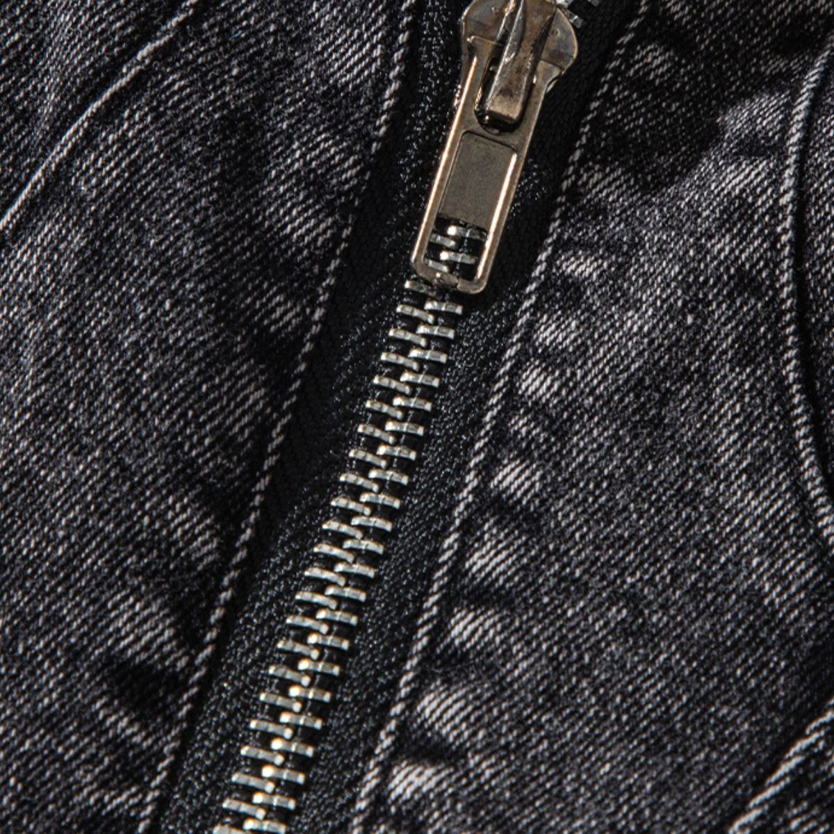 Front-Zip Smocked Denim Mini Dress