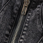 Front-Zip Smocked Denim Mini Dress
