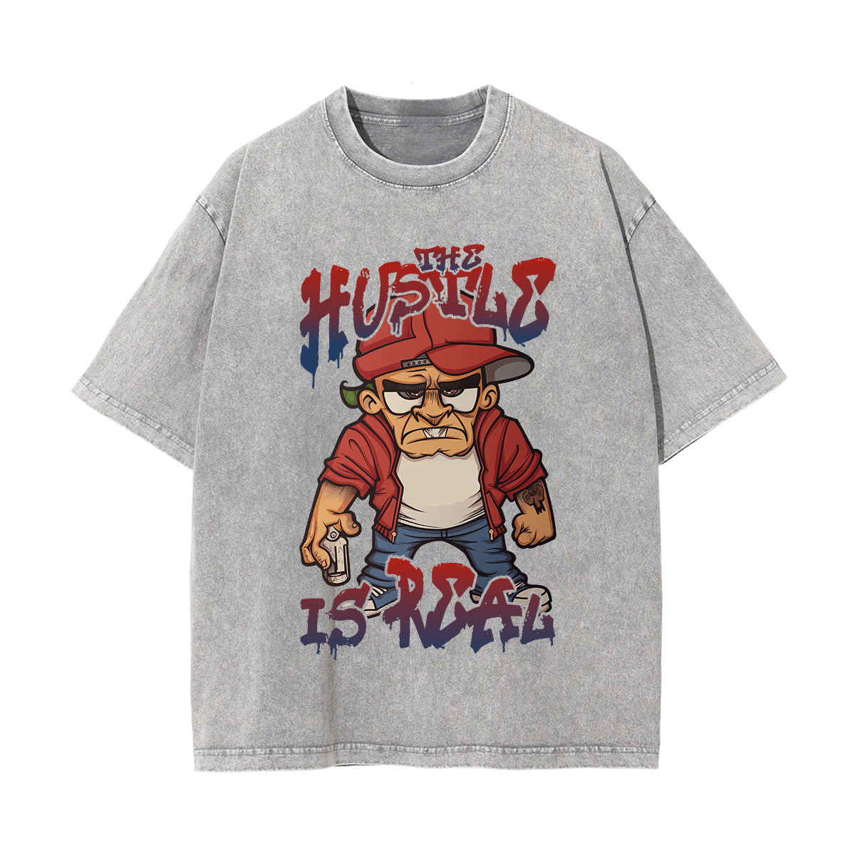 The Hustle ls Real Graphic Washed Tee-INNBLAC Fashion Apparel