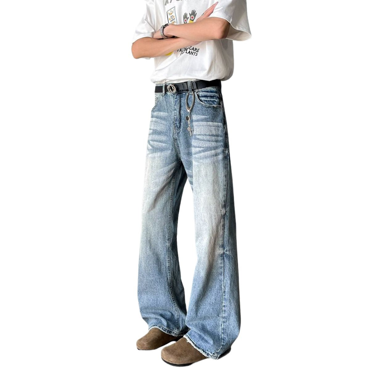 Light Fade Vintage Straight Cut Denim Jeans