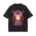 Japanese Geisha Stone Wash Graphic Tee-INNBLAC Fashion Apparel