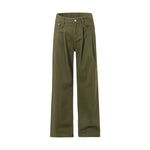 Solid Color Casual Pleated Trousers-INNBLAC Fashion Apparel