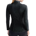 Knit Denim Slim Fit Zip-Up Jacket