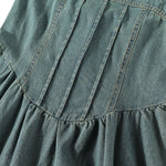 Smocked Back A-Line Denim Strappy Mididress