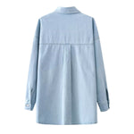 Women's Loose Street Style Mid-length Double Pocket Denim Shirt