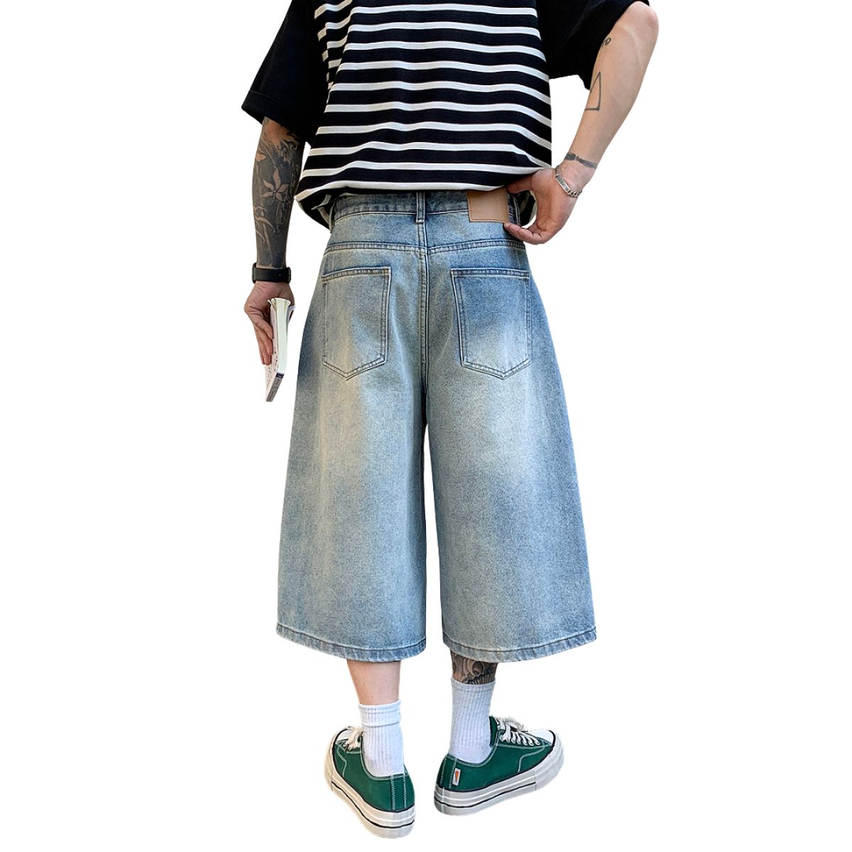 Distressed Light Wash Denim Shorts