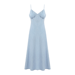Light Blue Denim Spaghetti Strap A-Line Dress