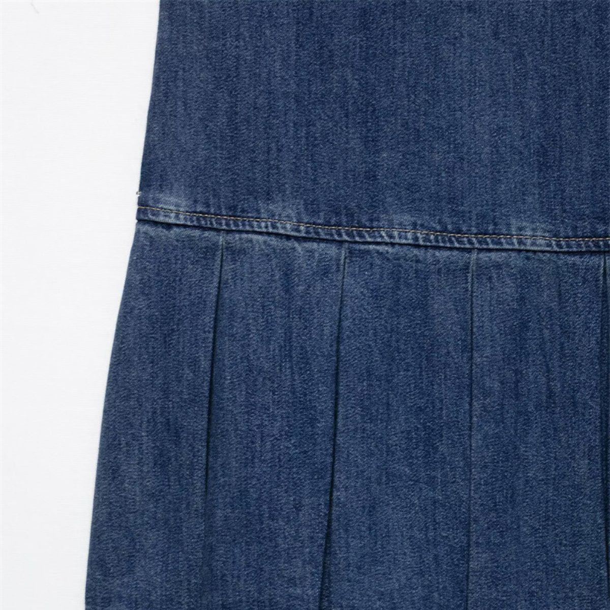 Strappy Pleated Denim Mini Dress