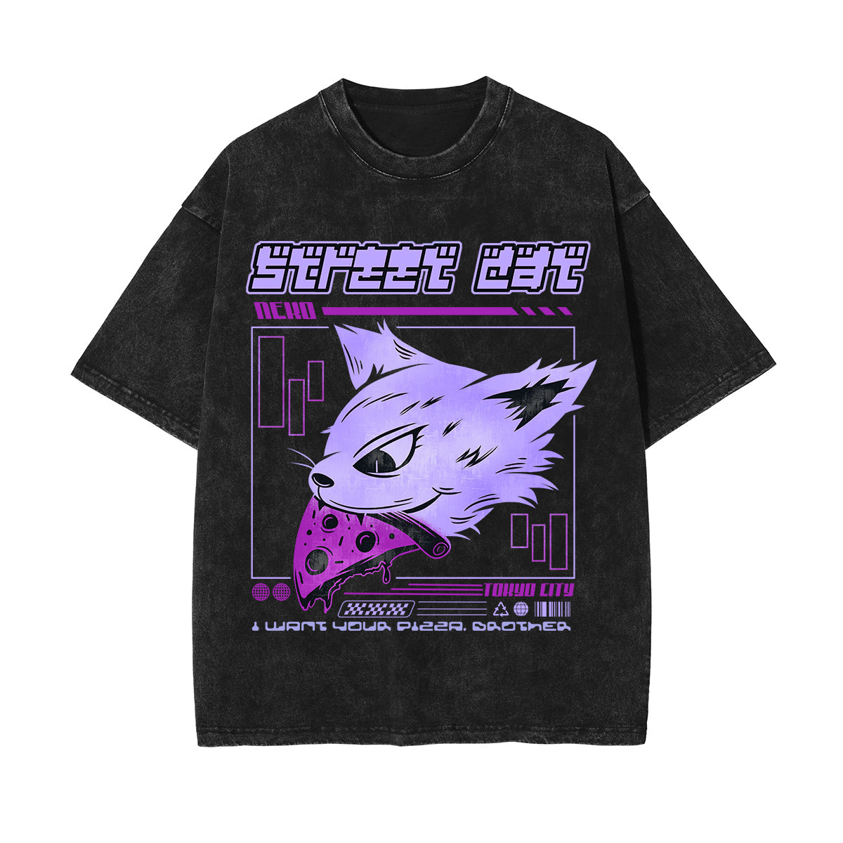 Street Cat Y2K Japanese Graphic Tee-INNBLAC Fashion Apparel