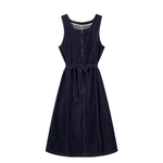 Sleeveless Button-Front A-Line Midi Dress