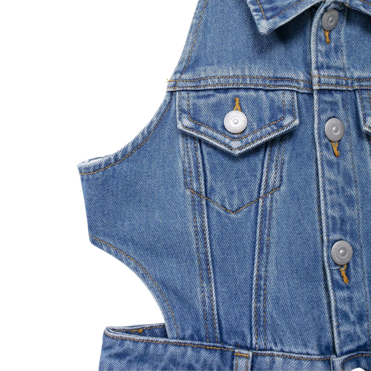 Sleeveless Cut-Out Denim Maxi Dress