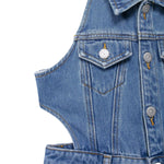 Sleeveless Cut-Out Denim Maxi Dress