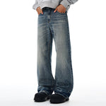 Distressed Hem Light Wash Wide Leg High Rise Jeans