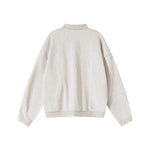 Relaxed Fit Solid Color Polo Neck Sweatshirt