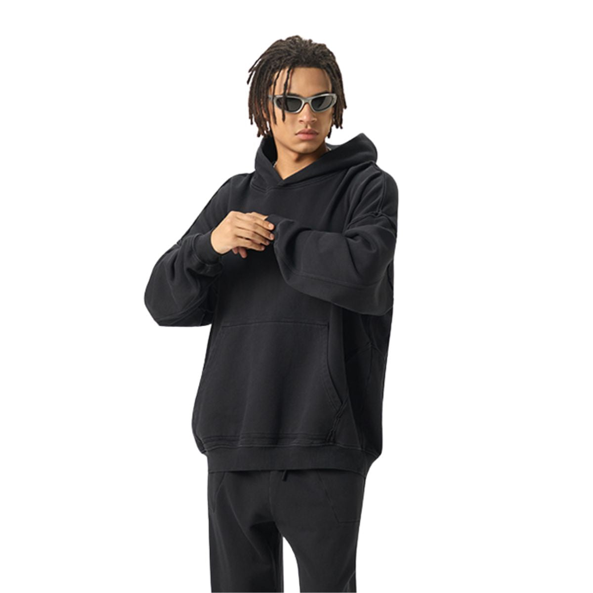 Heavyweight Washed Raw Edge Cotton Hoodie