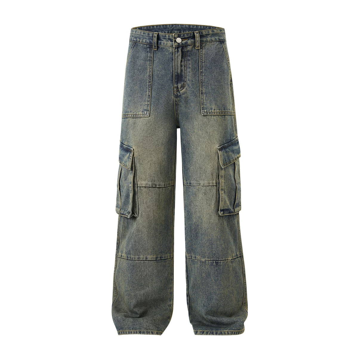 Wide Leg Cargo Denim Pants-INNBLAC Fashion Apparel